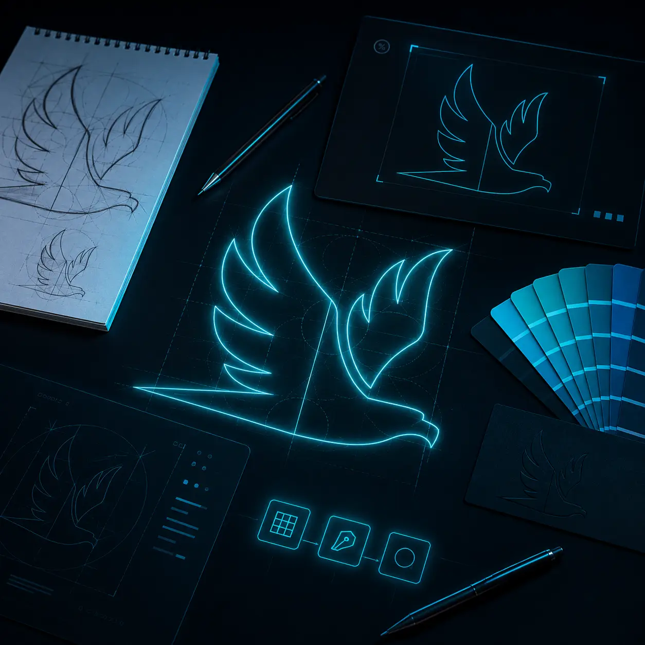 Profesionalni logo dizajn i izrada logotipa Crna Gora – Falcon Technology